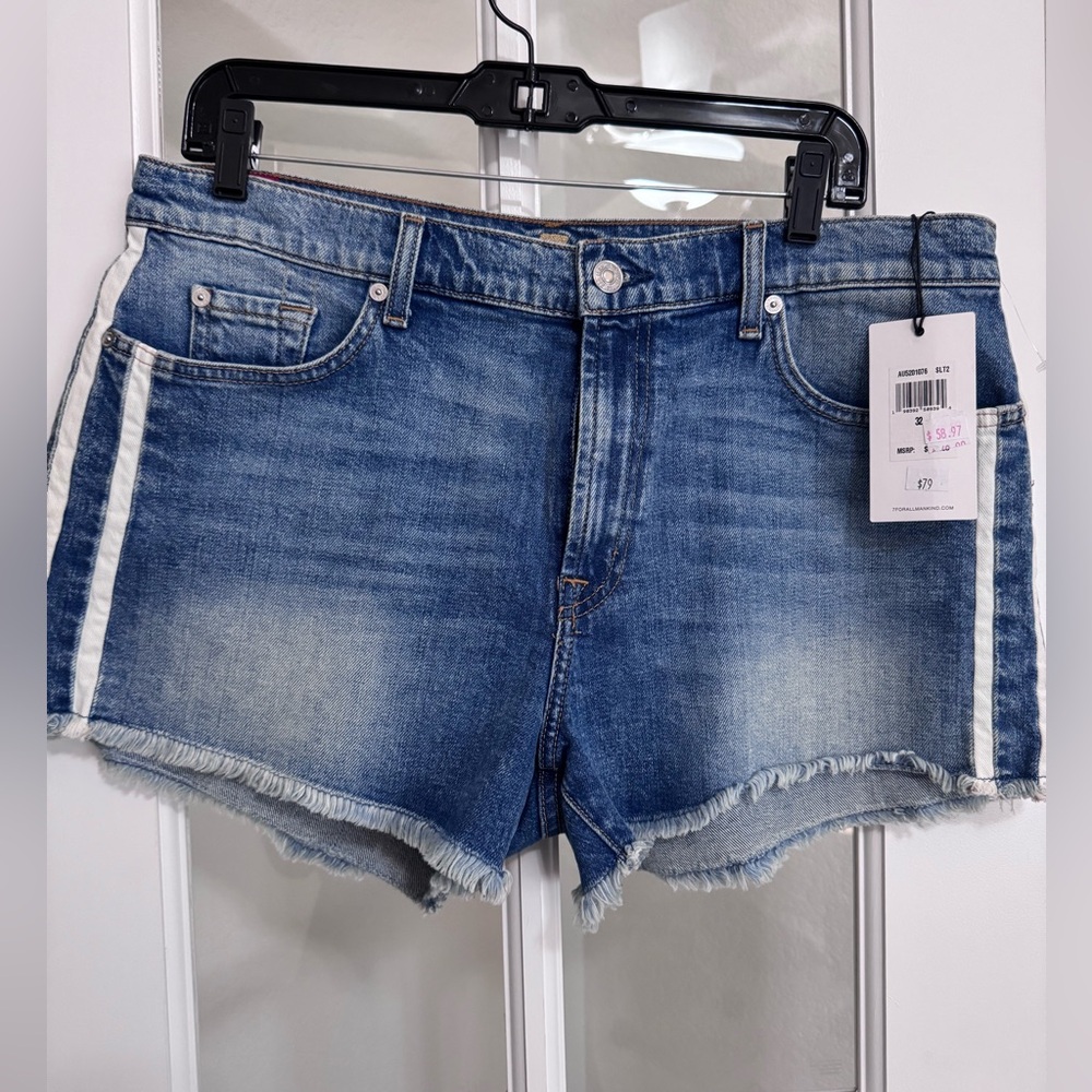 7 for all Mankind Size 32 Denim Blue Women's Shorts